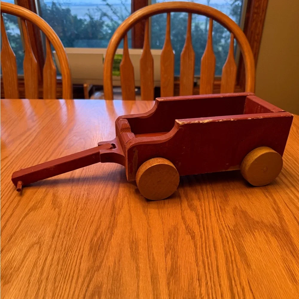 Classic Red Wooden Toy Wagon